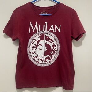 Disney Mulan Maroon Graphic Short Sleeve 100% Cotton XS T-Shirt